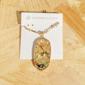 NEW Kendra Scott Faceted Reid White Abalone Long Necklace Vintage Gold